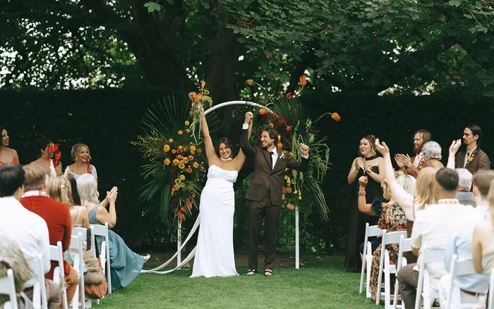 Walking up the aisle as newlyweds